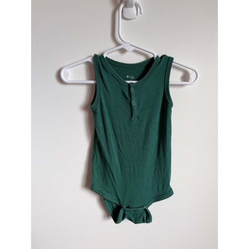 Kyte Baby Bamboo Henley Sleeveless Bodysuit Green 3-6 Months